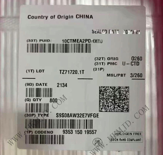 [供應(yīng)] S9S08AW32E7VFGE (NXP) 40MHz，8位 S08內(nèi)核 微控制器 IC